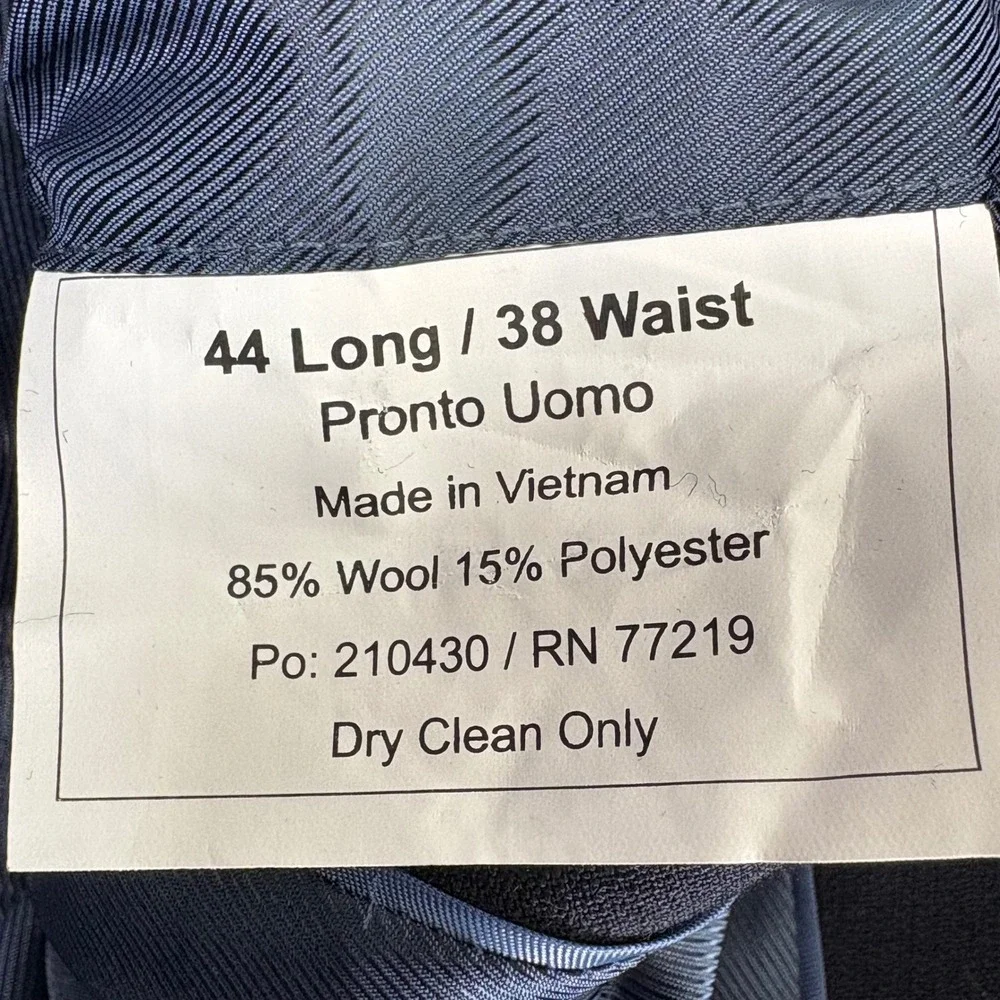 Pronto Uomo Navy Wool Blend Blazer Suit Jacket 44‎ Long Mens